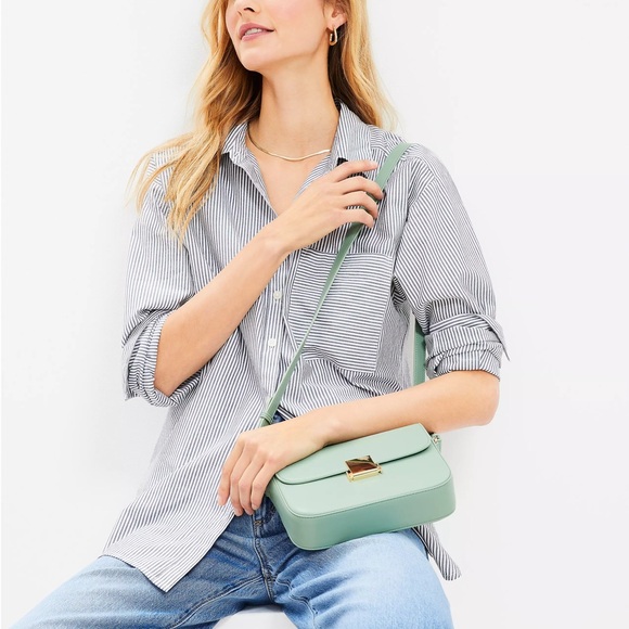 LOFT Striped Button Down Oversized Shirt - Picture 2 of 4